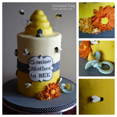 The Order Was For A Cake That Wasnt Too Babyish With A Mother To Bee Theme I Came Up With This Design Everything Is Edible Except The