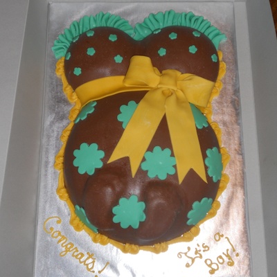 Baby Shower Cake Pops And Belly Cake W/ Footprints