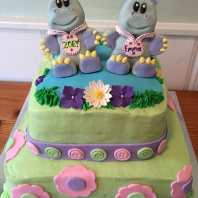 Hippo Twins Baby Shower Cake