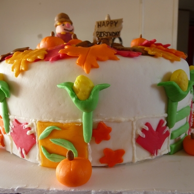 Thanksgiving Themed Birthday Cake