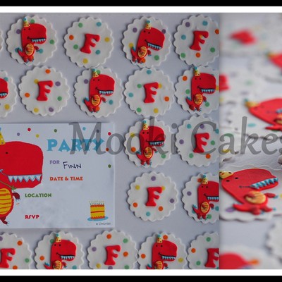 First Birthday Fondant Dinosaur Cupcake Toppers