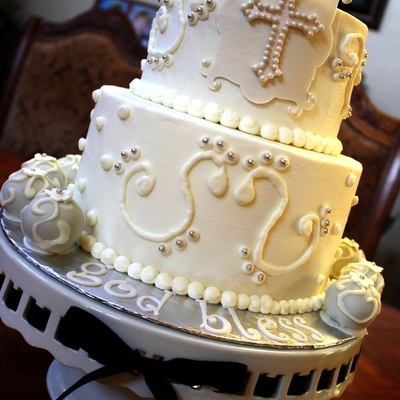 All White Communion Cake