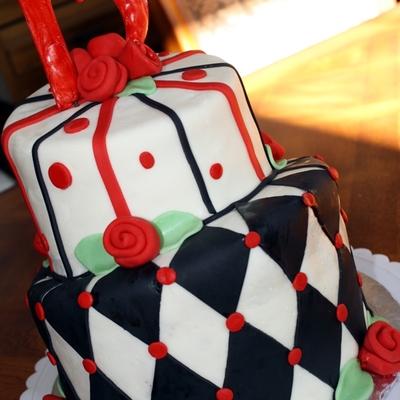Whimiscal Black And White Topsey Turvey Cake