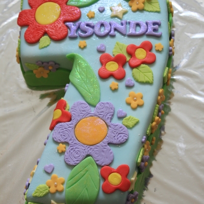 Flower Power Themed Number Cake