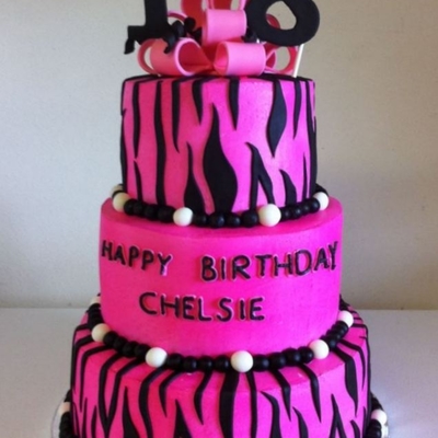 Pink And Zebra Birthday Cake