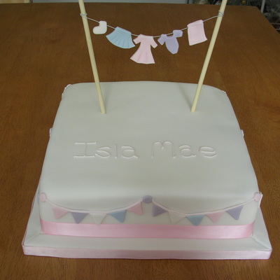 Christening Cake With Washing Line