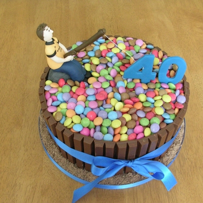 Fishing Smarties And Kitkat Cake