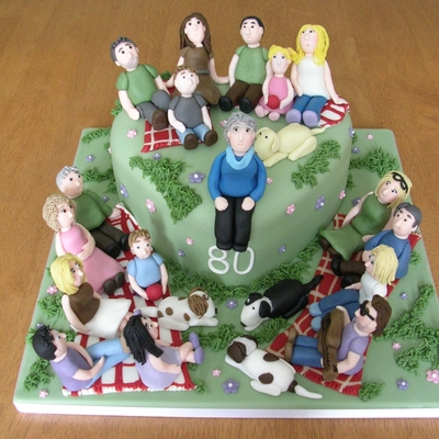 80Th Birthday Cake With Family Members