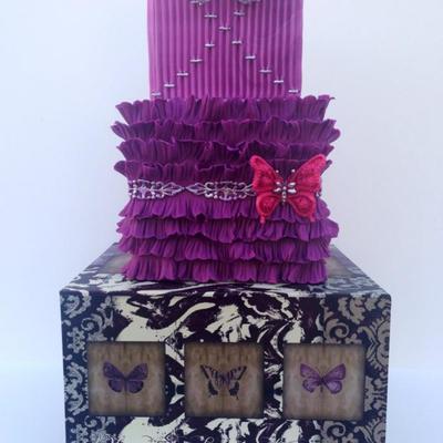 Purple Ruffles With Fondant Butterfly Accent Brooch
