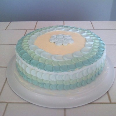 Blue Ombre, Petal Effect 1St Real Cake