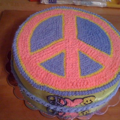 Tie Dye Peace Sign Cake