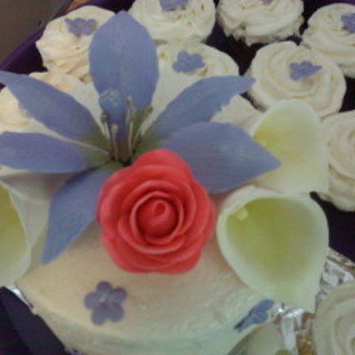 Small 6" Round Wedding Cake And Cupcakes