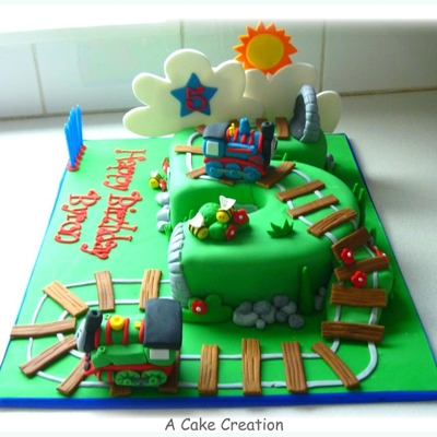 Number 5 Cake In Thomas Theme