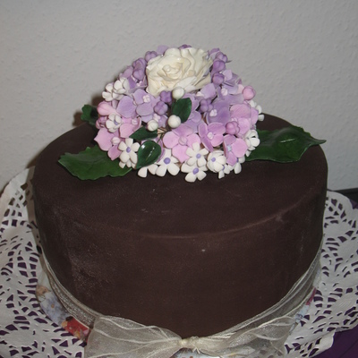 Chocolate Cake Covered With Fondant And Gumpaste Flowersfor More Pictures With My Cakes Please Like My Page On Fb Wwwfacebookcomcakesb