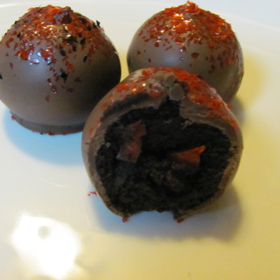 Chocolate Cake Ball With Brandy Cherries