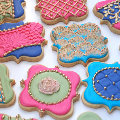 Fancy Square Jewel Tone Cookies