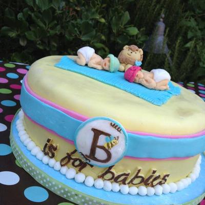 Double Baby Shower Cake