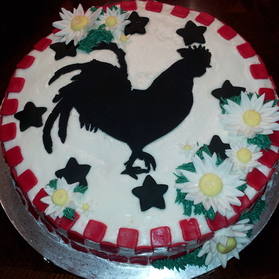 Rooster With Buttercream Frosting And Fondant Accents