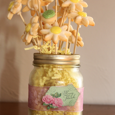 Daisy Bouquet In A Mason Jar Sugar Cookies