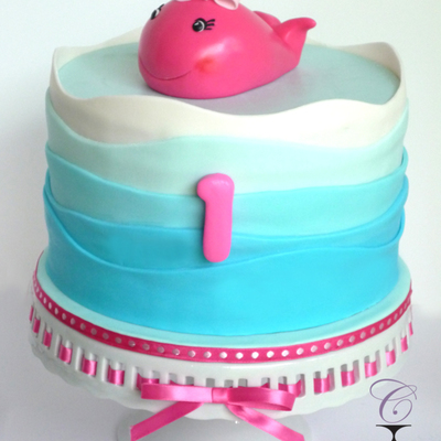 Pink Whale 1St Birthday Cake And Cookies