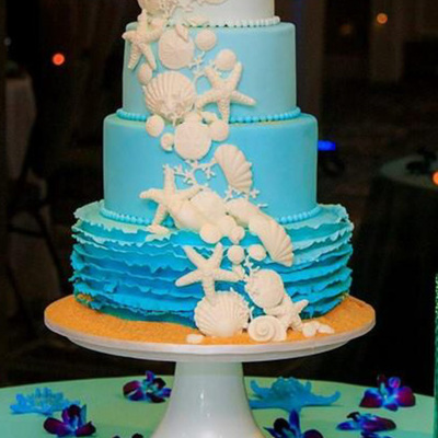 Ombre Beach Themed Wedding Cake