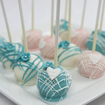 Teal And Pink Wedding Cake Pops