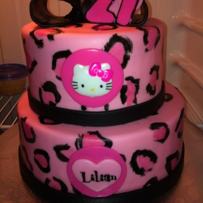 Hello Kitty Cheetah Print Cake