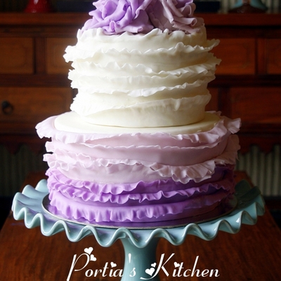 Ombre Ruffle Wedding Cake