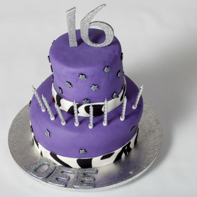 16Th Birthday Cake Chocolate Sponge Ganache Covered In Fondant And Zebra Accents In Fondant I Made The 16 With Gumpaste And Let It Dry A