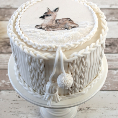 "knitted" Cake With Painted Fawn
