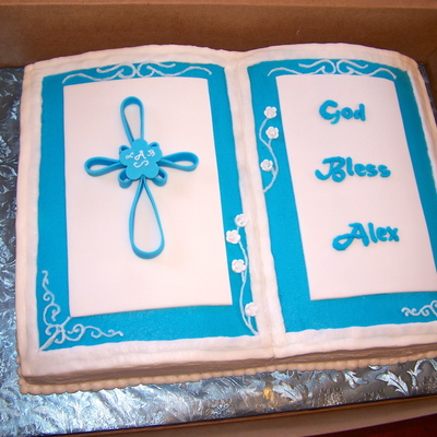 Open Book Blue Cake