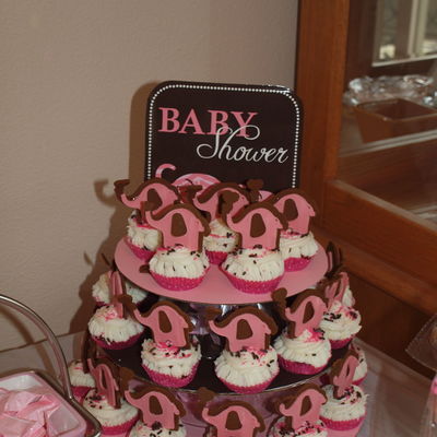 Red Velvet Cake Mini Cupcakes With Crusting Creamcheese Frosting, And Cake Pop's For A Baby Shower.