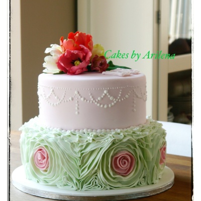 Parrot Tulip And Ruffle Wedding Cake