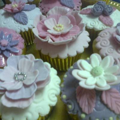Pink Purple And White Cupcakes