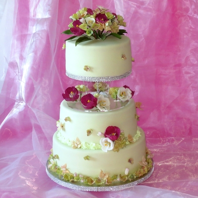 Wedding Cake With Gentle Tulips