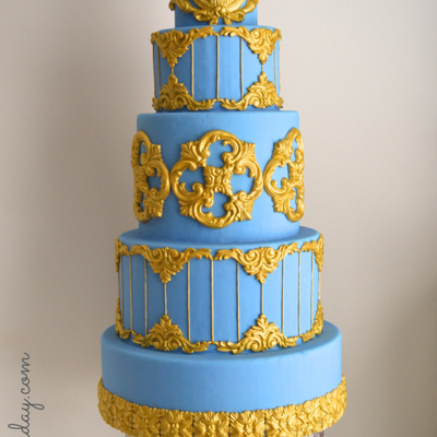 French Blue Cake Decorated With My Own Molds
