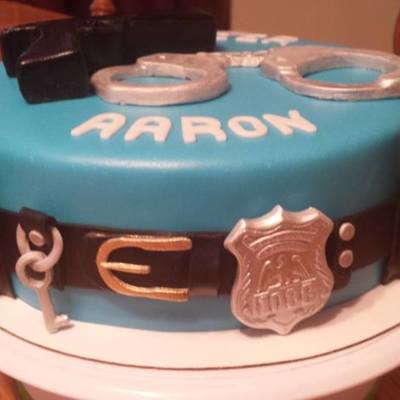 Police Cake With Gun, Handcuffs And Badge