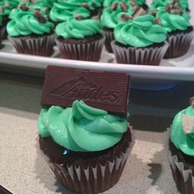 Mini Andes Mint Cupcakes