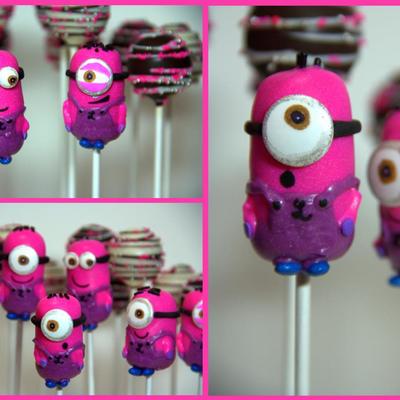 Minion Cake Pops In Hot Pink For An Interior Design Firm To Bundle And Hand Out To Clients This Halloween Based On The Tutorial By Bakerell...