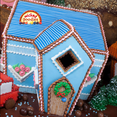 Blue Over Piped Gingerbread House By Wicked Goodies