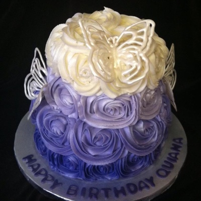 Ombre Rose Cake With White Chocolate Butterflies