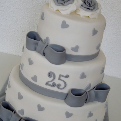 Silver Wedding Anniversary Cake