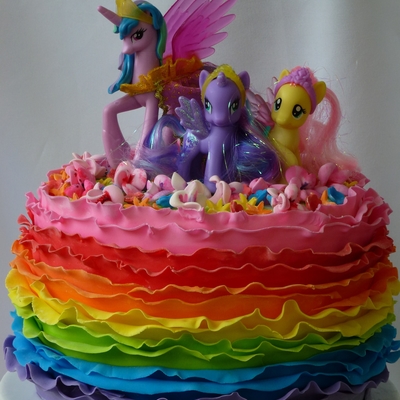 My Little Pony Rainbow Ruffle Cake