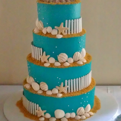 Beach Themed Wedding Cake
