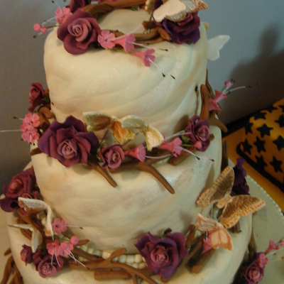 Twigs And Roses Wedding Cake