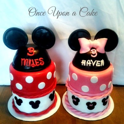 Twin Mickey & Minnie Mouse Cakes