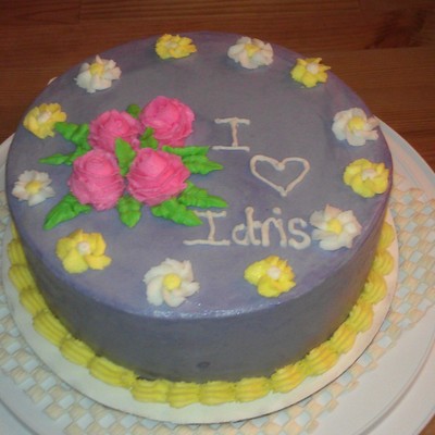 Final Cake For Wilton Course 1 - Swiss Meringue Icing With Buttercream Decorations