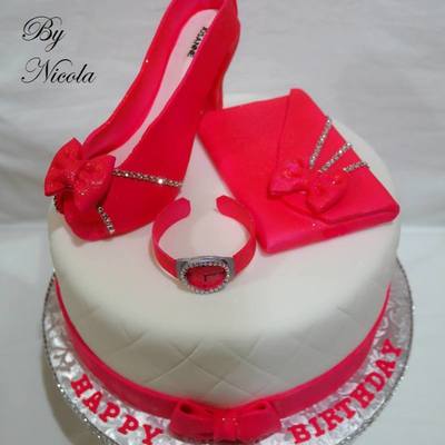 Pink Shoe Clutch And Watch