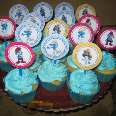 Smurfs Cupcake With Smurfs Cupcake Picks