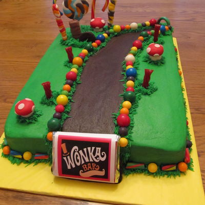 11022013 Willy Wonka Cake Made Lollipops Amp Mushrooms Out Of Fondantgumpaste The Rest Is All Candy Bobstoppers Buble Gum Twizzl